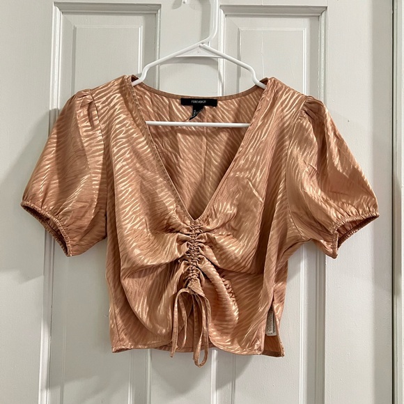 Forever 21 Rose Ruffled Drawstring Top, Medium - Picture 1 of 6